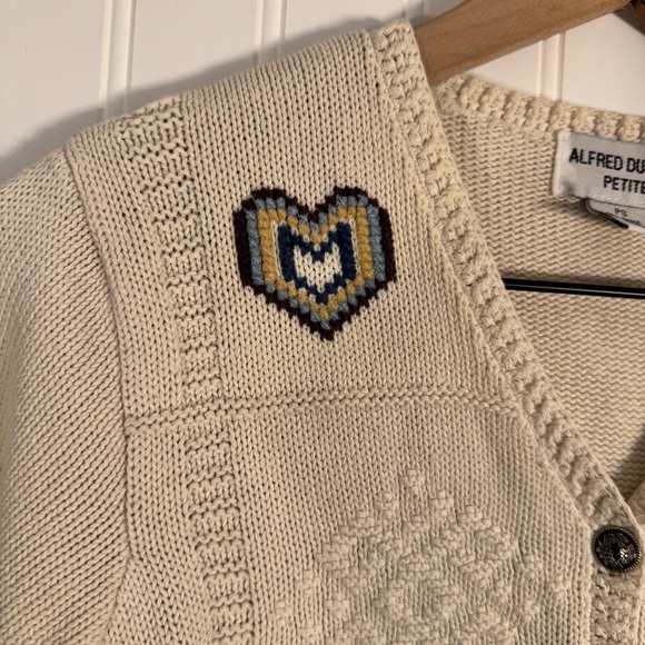 Vintage Alfred Dunner Womens Cream Embroidered Button Cardigan Size Petite Small - Picture 9 of 16